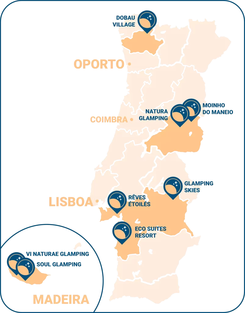 mapa hoteles burbuja portugal y madeira